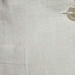 Ralph Lauren White Lurex Linen Button Front Blazer L