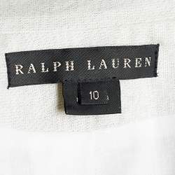 Ralph Lauren White Lurex Linen Button Front Blazer L