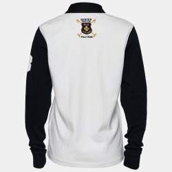 Pre Owned Ralph Lauren Color Block Logo Embroidered Cotton Long Sleeve Polo T-Shirt L