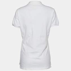 Pre Owned Ralph Lauren White Cotton Pique Polo T-Shirt L 
