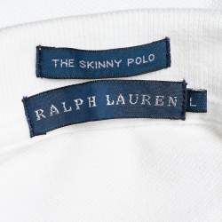 Pre Owned Ralph Lauren White Cotton Pique Polo T-Shirt L 