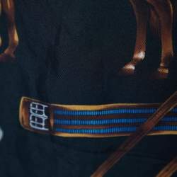 Pre Owned Ralph Lauren Black Equestrian Print Mulberry Silk & Knit Jumper L