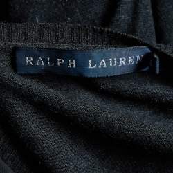 Pre Owned Ralph Lauren Black Equestrian Print Mulberry Silk & Knit Jumper L