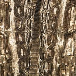 Ralph Lauren Gold Patterned Sequin Embellished Open Front Jacket M