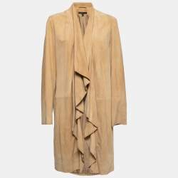 Pre Owned Ralph Lauren Beige Suede Open Front Coat L