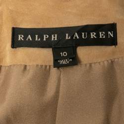 Pre Owned Ralph Lauren Beige Suede Open Front Coat L