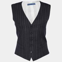 Pre Owned Ralph Lauren Grey  Striped Wool Vest M