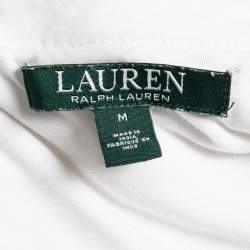 Pre Owned Ralph Lauren White Cotton Lace Trim Long Dress M