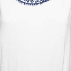 Pre Owned Ralph Lauren White Cotton Lace Trim Long Dress M