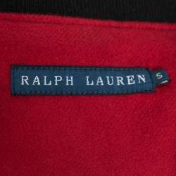 Pre Owned Ralph Lauren Black Cotton Rib Knit Trimmed Varsity Jacket S