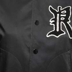 Pre Owned Ralph Lauren Black Cotton Rib Knit Trimmed Varsity Jacket S