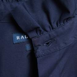Pre Owned Ralph Lauren Navy Blue Cotton Ruffled Shirt M