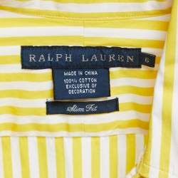 Pre Owned Ralph Lauren Yellow Striped Cotton Long Sleeve Button Front Shirt M