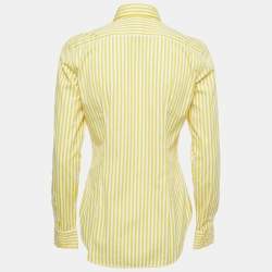 Pre Owned Ralph Lauren Yellow Striped Cotton Long Sleeve Button Front Shirt M