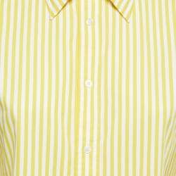 Pre Owned Ralph Lauren Yellow Striped Cotton Long Sleeve Button Front Shirt M