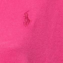 Pre Owned Ralph Lauren Pink Cotton Knit Buttoned Cardigan S