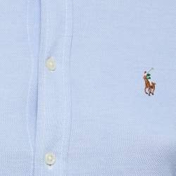 Pre Owned Ralph Lauren Light Blue Oxford Knit Button Down Shirt XS