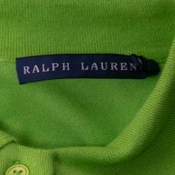 Pre Owned Ralph Lauren Lime Green Knit Polo T-Shirt M
