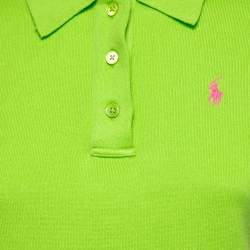 Pre Owned Ralph Lauren Lime Green Knit Polo T-Shirt M
