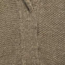 Pre Owned Ralph Lauren Light Green Hand Knit Linen Sleeveless Cardigan M