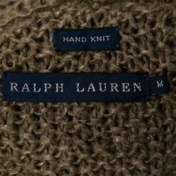 Pre Owned Ralph Lauren Light Green Hand Knit Linen Sleeveless Cardigan M