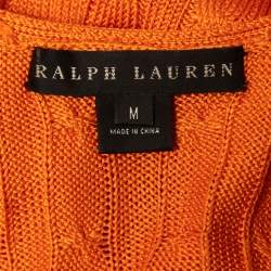 Pre Owned Ralph Lauren Orange Silk Knitted Top M