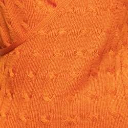Pre Owned Ralph Lauren Orange Silk Knitted Top M
