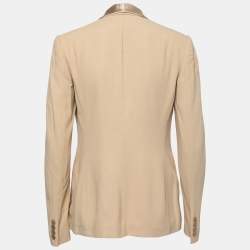 Pre Owned Ralph Lauren Beige Crepe Single-Button Blazer M