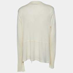 Pre Owned Ralph Lauren Cream Cotton Knit Drawstring Detail Open Front Cardigan XL