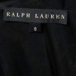 Pre Owned Ralph Lauren Black Floral Printed Knit Halterneck Top M