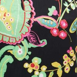 Pre Owned Ralph Lauren Black Floral Printed Knit Halterneck Top M