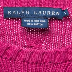 Pre Owned Ralph Lauren Pink Cable Knit Long Sleeve Sweater S