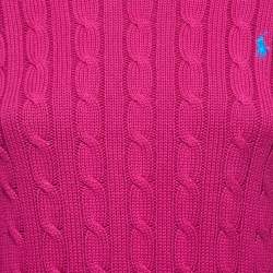 Pre Owned Ralph Lauren Pink Cable Knit Long Sleeve Sweater S