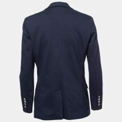 Pre Owned Ralph Lauren Navy Blue Stretch Cotton Single-Breasted Blazer L