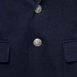 Pre Owned Ralph Lauren Navy Blue Stretch Cotton Single-Breasted Blazer L