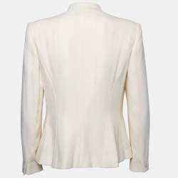 Pre Owned Ralph Lauren Cream Wool Ruffled Blazer M