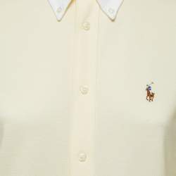مملوكة مسبقًا Ralph Lauren Yellow Knit Oxford Polo Shirt Dress S