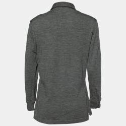 Pre Owned Ralph Lauren Dark Grey Wool & Cashmere Long Sleeve Polo T-Shirt XL