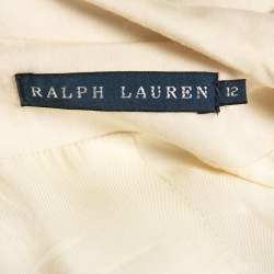 Pre Owned Ralph Lauren Cream Wool Crest Embroidered Blazer L