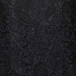 Pre Owned Ralph Lauren Black Lace & Leather Trim Merrill Dress L