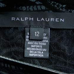 Pre Owned Ralph Lauren Black Lace & Leather Trim Merrill Dress L