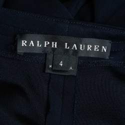 Pre Owned Ralph Lauren Navy Blue Jersey Knit Off Shoulder Midi Dress S