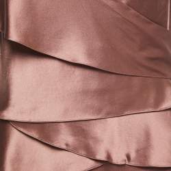 Pre Owned Ralph Lauren Onion Pink Satin Silk Ruffled Top M