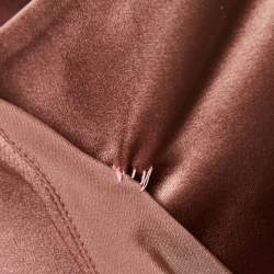 Pre Owned Ralph Lauren Onion Pink Satin Silk Ruffled Top M