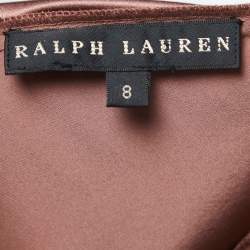 Pre Owned Ralph Lauren Onion Pink Satin Silk Ruffled Top M
