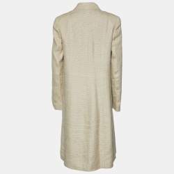 Pre Owned Ralph Lauren Gold Linen & Silk Button Front Coat M