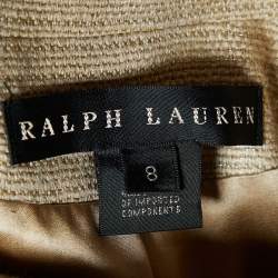 Pre Owned Ralph Lauren Gold Linen & Silk Button Front Coat M