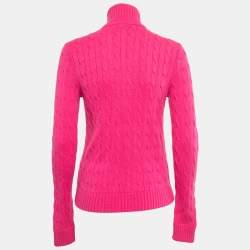 Pre Owned Ralph Lauren Pink Cashmere Knit Zip Up High Neck Cardigan M