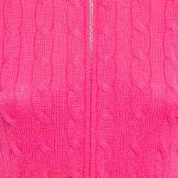 Pre Owned Ralph Lauren Pink Cashmere Knit Zip Up High Neck Cardigan M