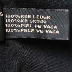 Pre Owned Ralph Lauren Black Croc Embossed Leather Zip Front Jacket M